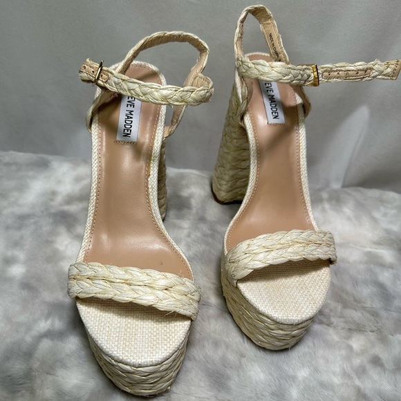 New Steve Madden Tiera Platform in Raffia 9.5 - Picture 2 of 7